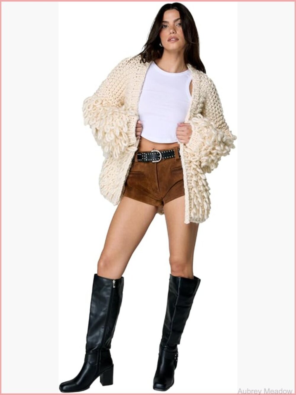 Oversized Chunky Loopy Knit Cardigan Open Front Long Sleeve